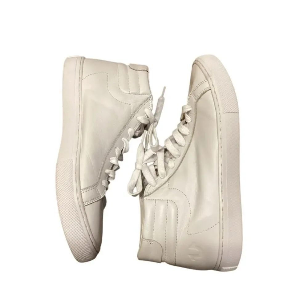 True Religion Mens Leather White Mid Trainers Sneakers Shoes size 7